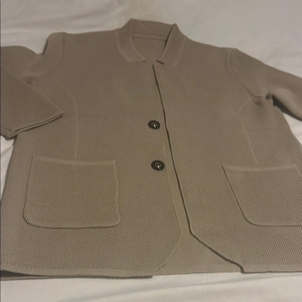 Tan Relaxed Fit Blazer with Minimal Design
